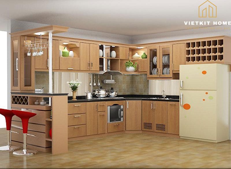 Tủ bếp gỗ tự nhiên tại Vietkit Home