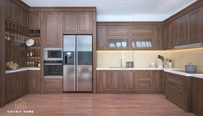 Tủ bếp gỗ óc chó -Vietkit Home
