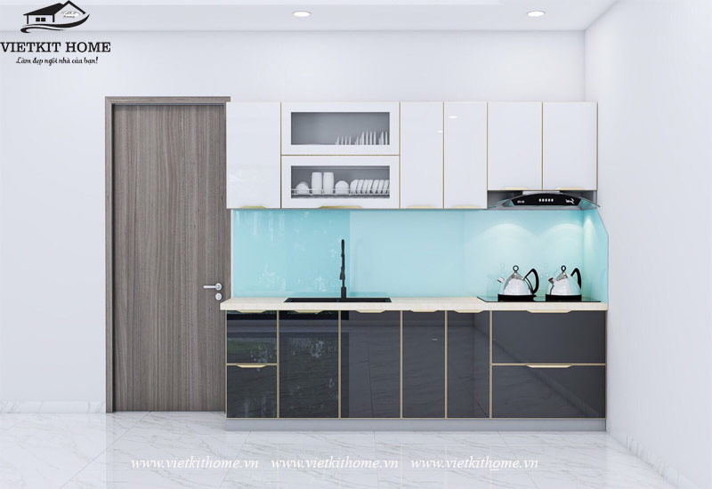 Tủ bếp Inox cánh kính tại Đông Triều, Quảng Ninh