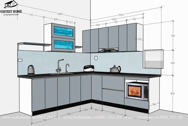 Tủ bếp Inox 304 cánh Acrylic bóng gương