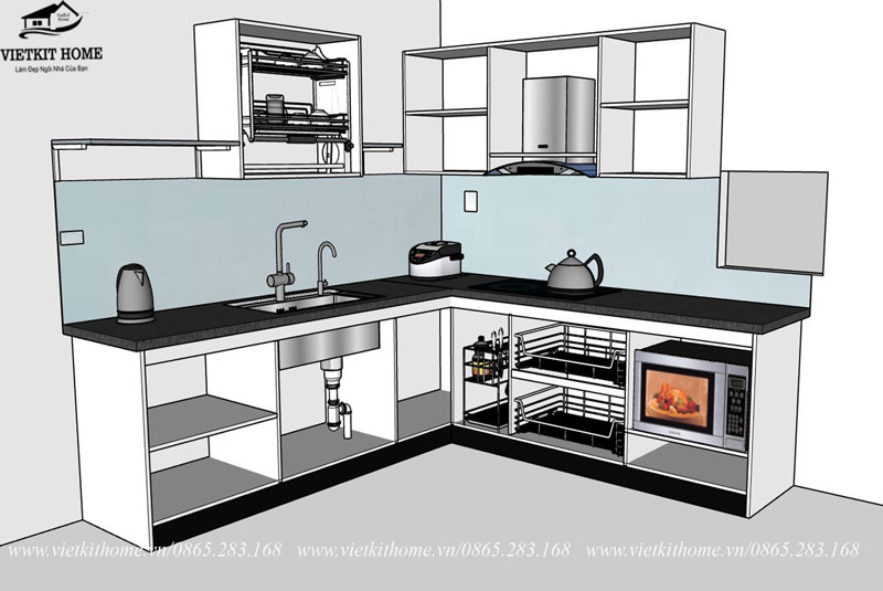 Tủ bếp Inox 304 cánh Acrylic bóng gương