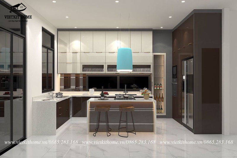 Tủ Bếp inox cánh kính vietkithome