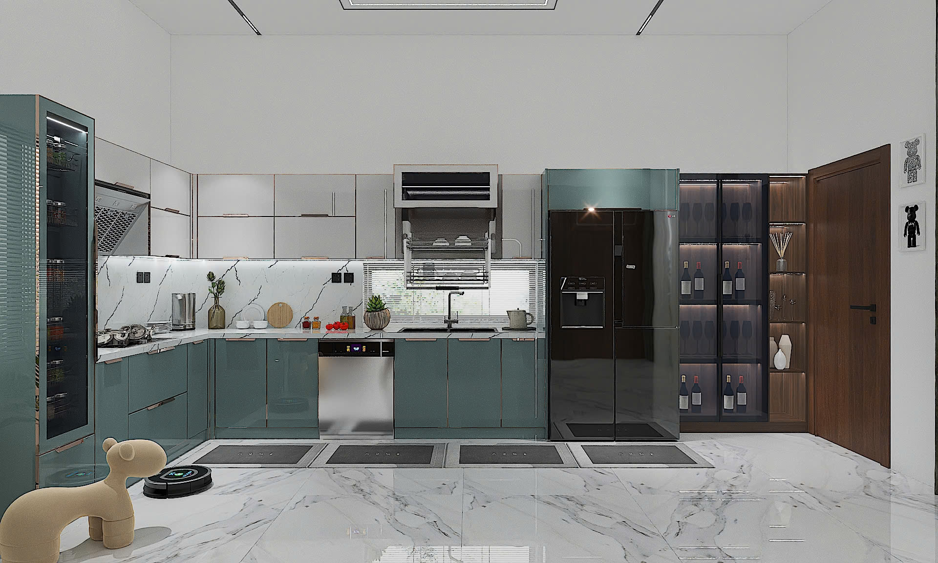 Tủ Bếp Inox Cánh MDF/MFC Hình Chữ I