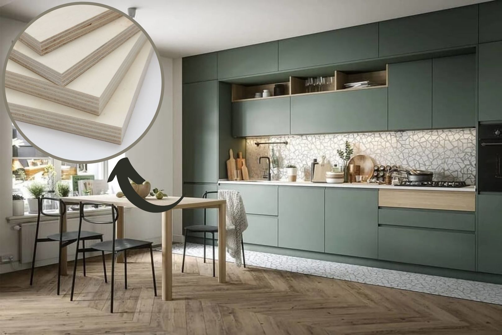 Tủ Bếp Inox Cánh MDF/MFC Hình Chữ I