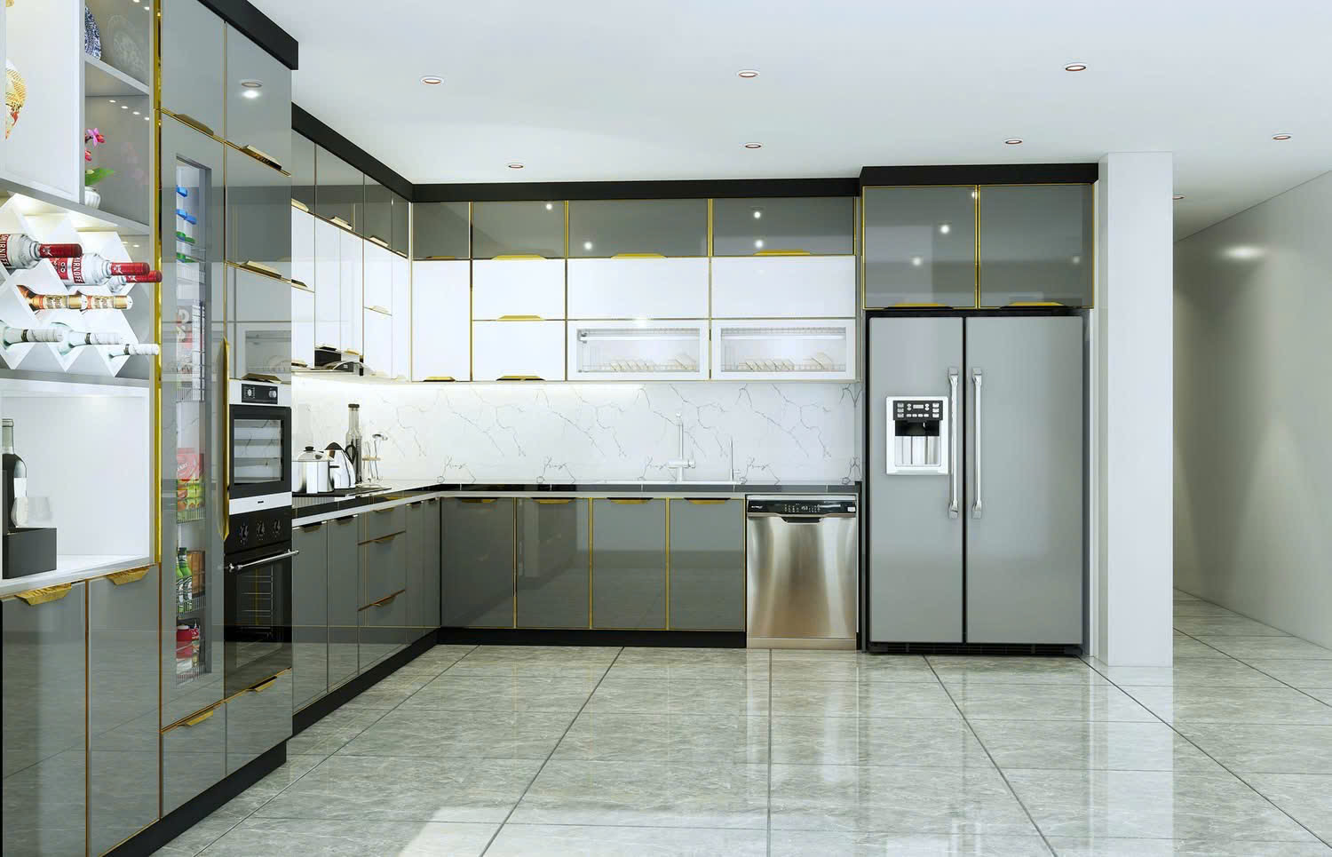 Tủ bếp inox cánh Acrylic