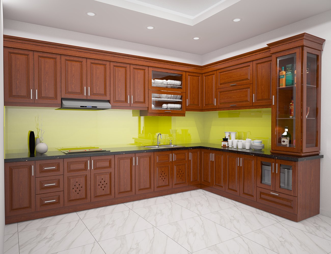 tủ bếp inox cánh gỗ