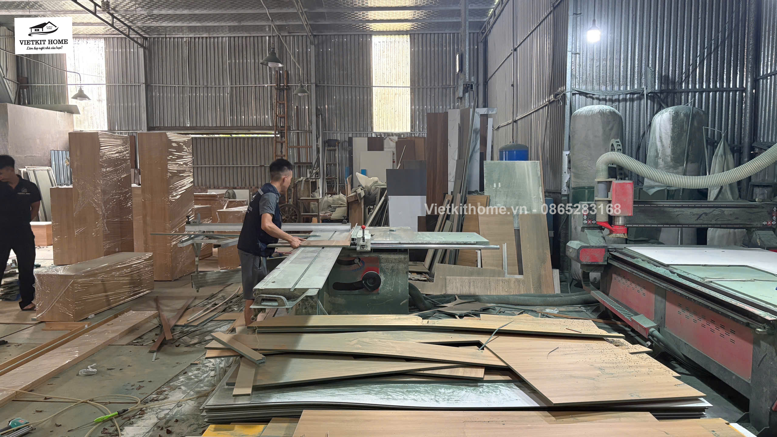 Tủ bếp inox cánh gỗ