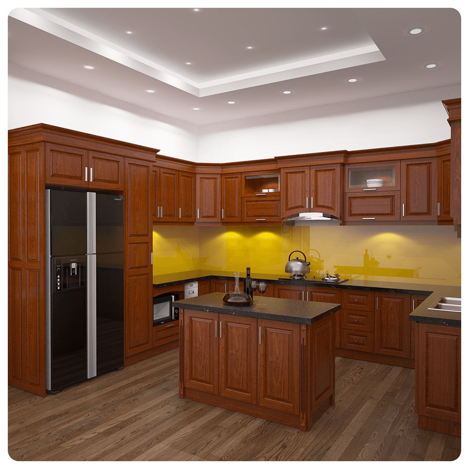 tủ bếp gỗ sồi