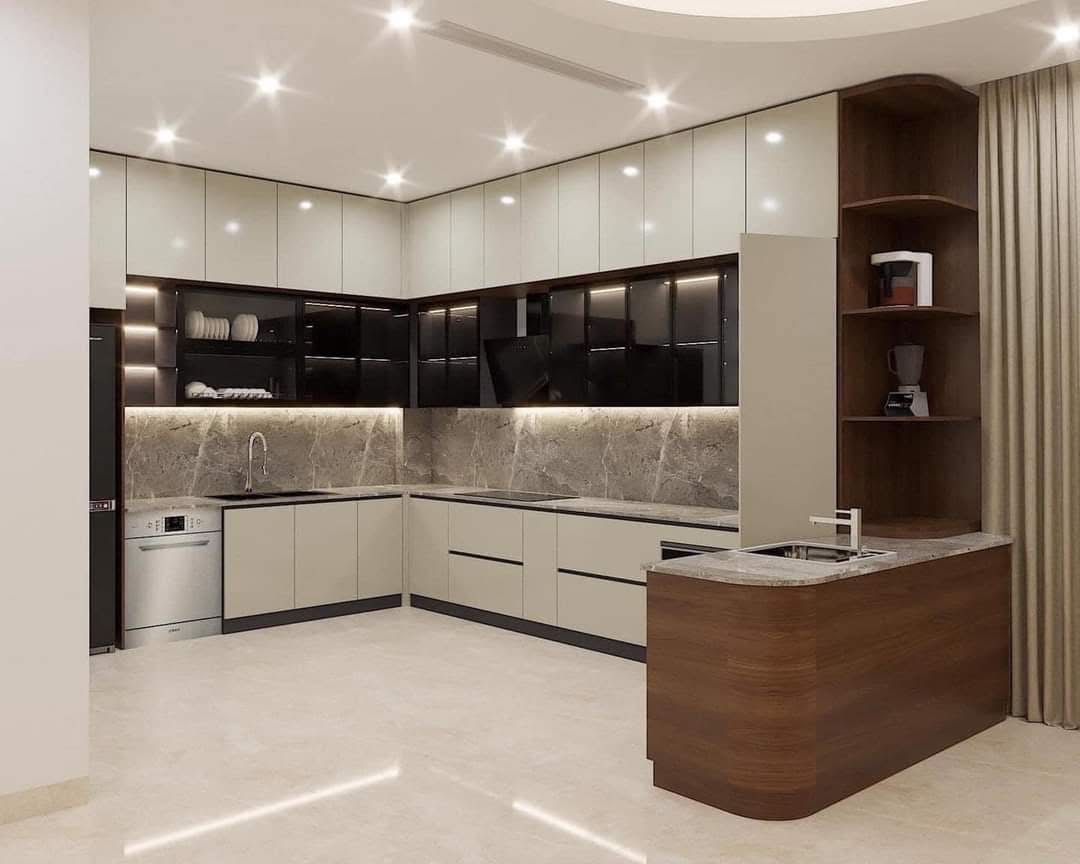 Tủ Bếp inox Cánh Acrylic Chữ U