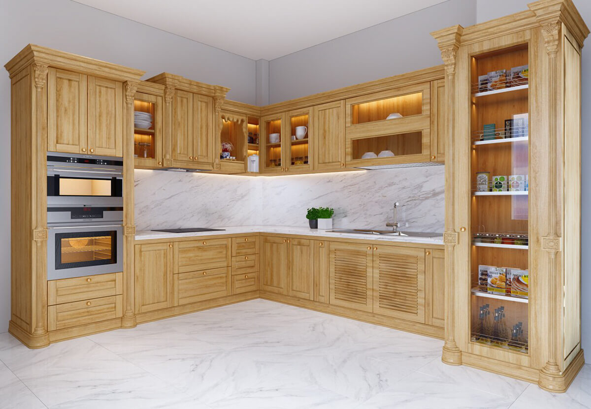 tủ bếp cánh gỗ sồi đẹp4