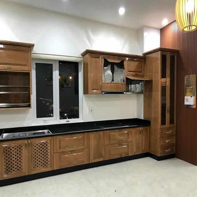tủ bếp cánh gỗ sồi đẹp6