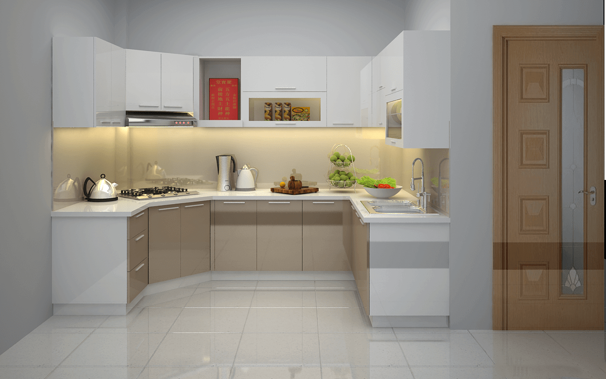 tủ bếp gỗ tự nhiên hình chữ G1