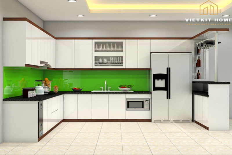 tu-bep-melanine-vietkit-home Tủ bếp melamine là 1 loại tủ bếp gỗ công nghiệp được sản xuất trên 1 dây chuyền công nghệ hiện đại.