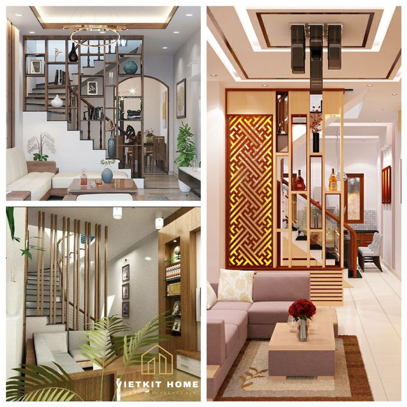 trang-tri-vach-ngan-cau-thang-phong-khach-dep Kệ Trang Trí/ Vách Ngăn Đẹp 2021- Vietkit Home