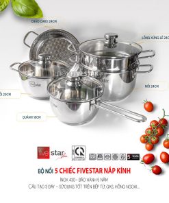 Bộ nồi Fivestar 5 món vung kính- Vietkit Home