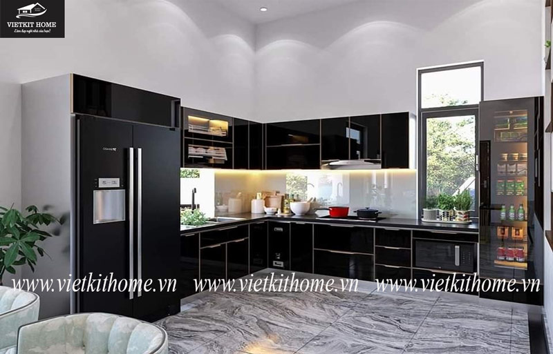 Tủ bếp Inox cánh kính tại Đông Triều, Quảng Ninh