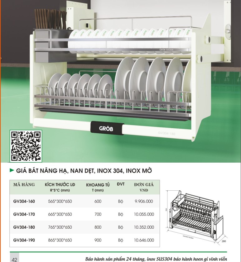 Kích thước Giá bát nâng hạ 304 Kích thước Giá bát nâng hạ 304
