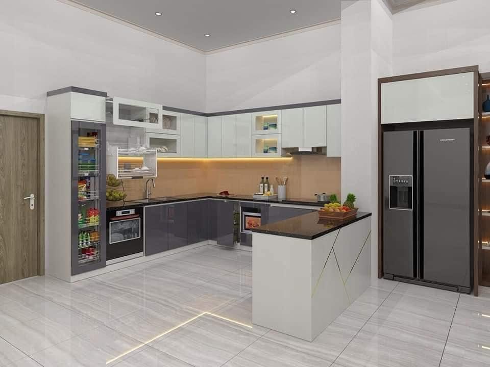 Tủ Bếp inox Cánh Acrylic Chữ U