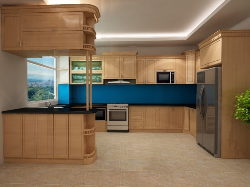 tủ bếp gỗ tự nhiên hình chữ G3 tủ bếp gỗ tự nhiên hình chữ G3