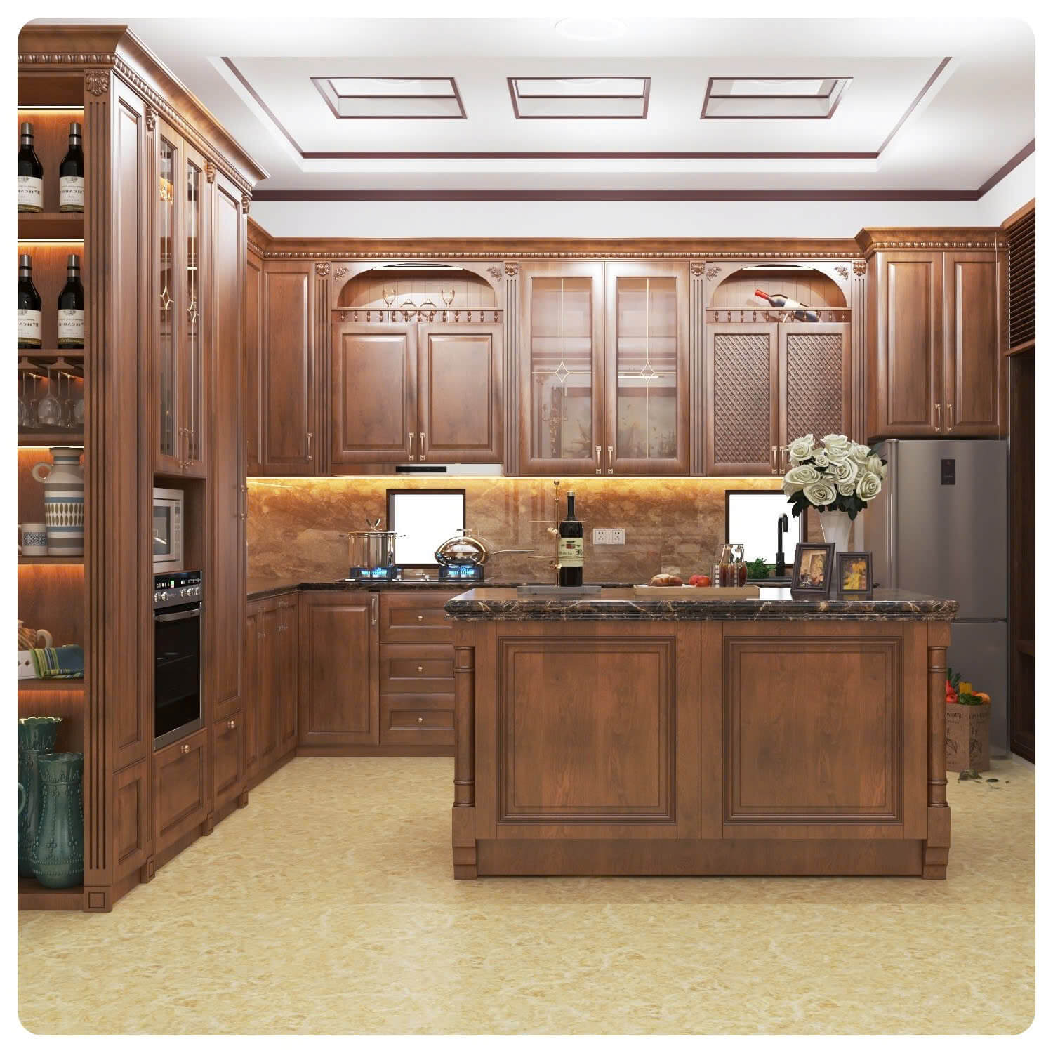 tủ bếp gỗ tự nhiên